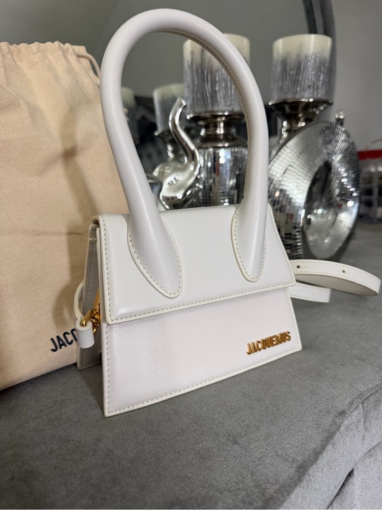 Jacquemus Handbags - Jacquemus White Mini Le Chiquito Top-Handle Bag with Gold Logo